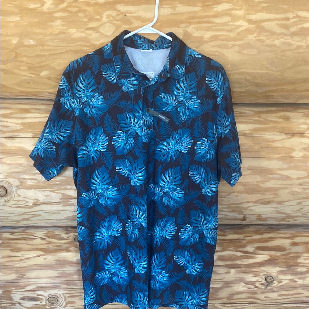 Ariat Blue Polo Shirt with Tropical Elegance